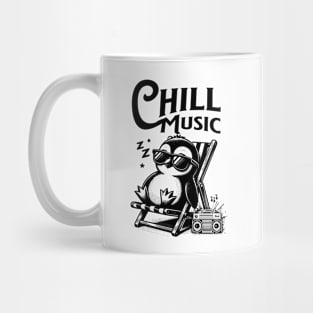 CHILL OUT MUSIC  - Chillax Penguin (black) Mug